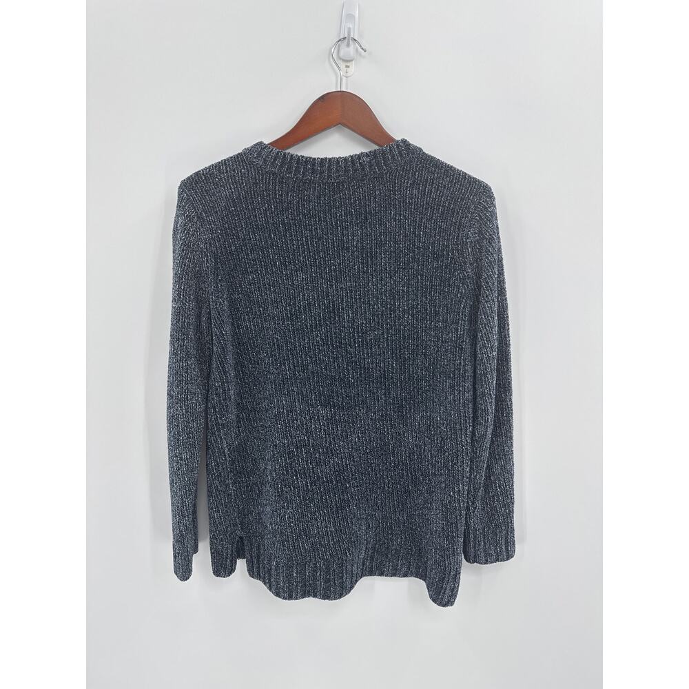 Orvis Chenille Sweater Navy Marled V Neck Soft Knit Pullover Size Small - Picture 3 of 7